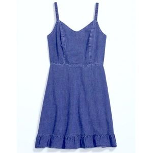 Fit & Flare Cami Ruffle-Hem Jean Dress for Women (Large)